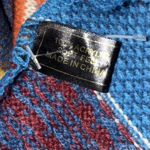 Women's Scarf Multicolor Jumbo 90" Boho Abstract Striped Fringe Knit - Picture 3 of 6